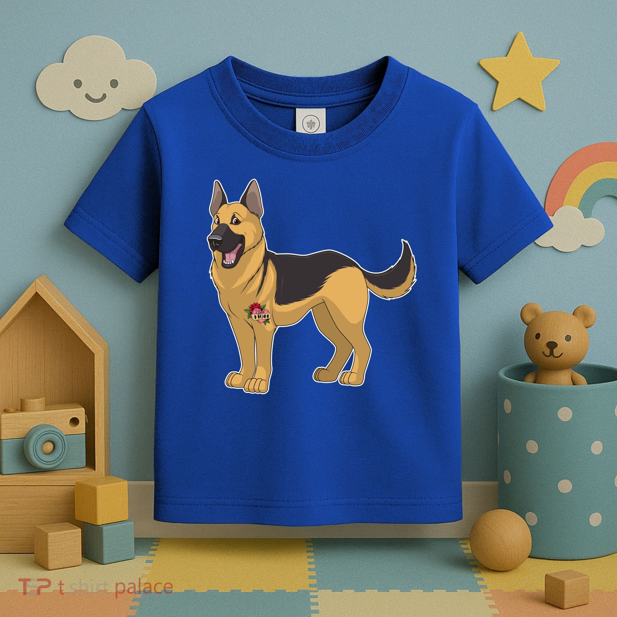I Love Mom Tattoo German Shepard Toddler T-Shirt