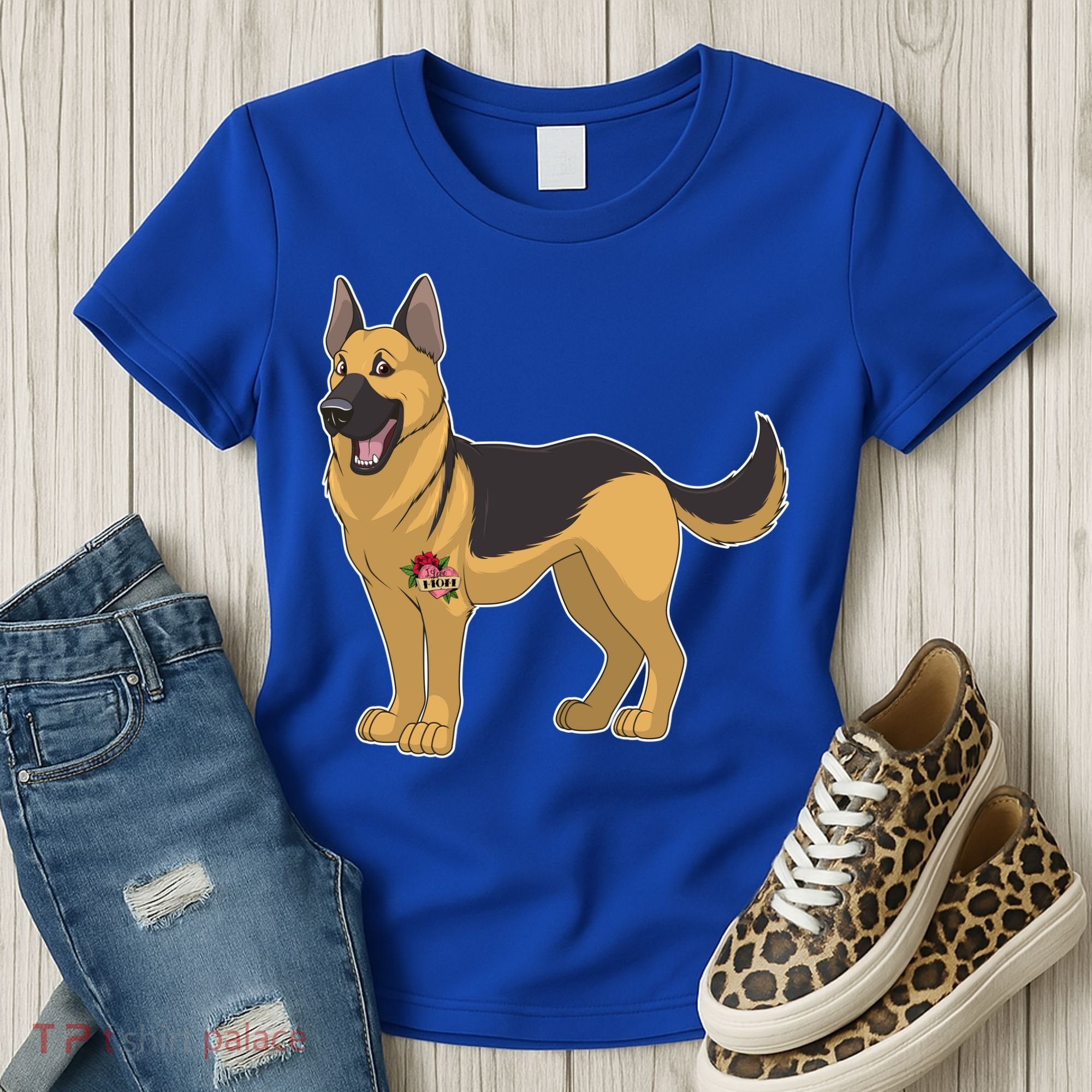 I Love Mom Tattoo German Shepard Women's T-Shirt