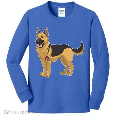 I Love Mom Tattoo German Shepard Kids Long Sleeve Shirt