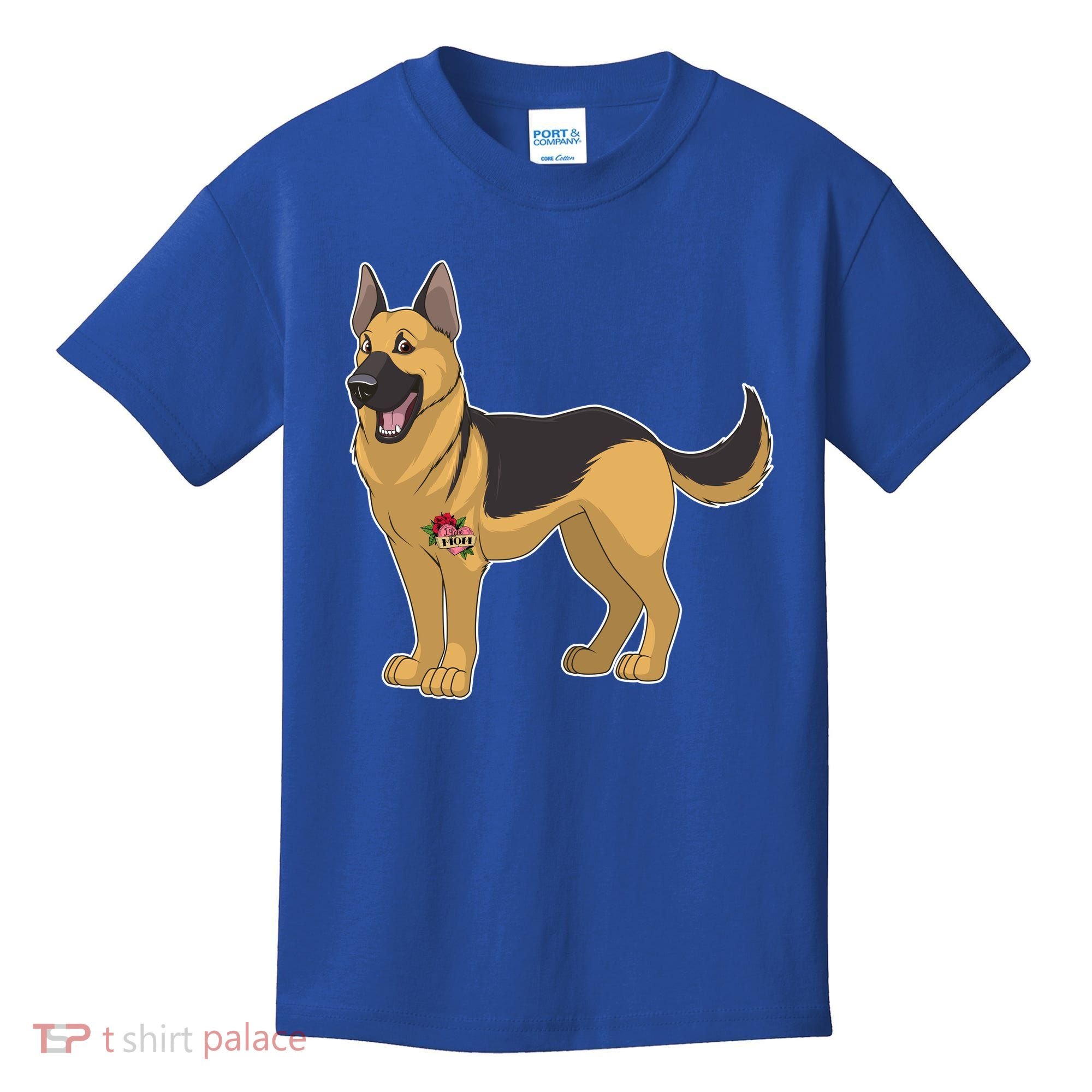 I Love Mom Tattoo German Shepard Kids T-Shirt