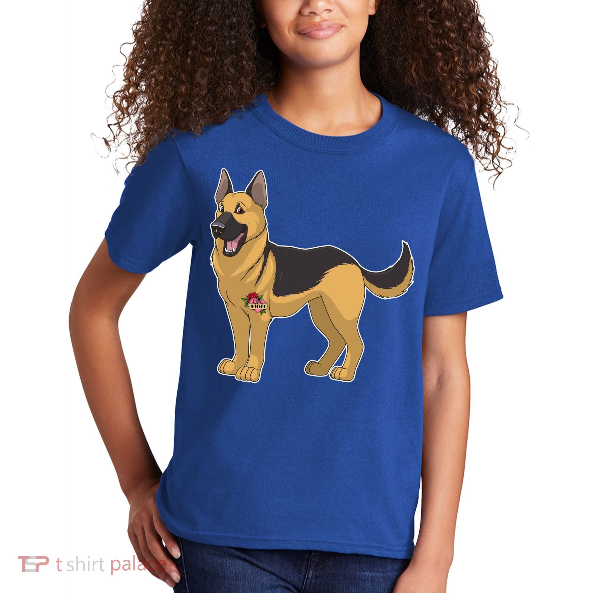 I Love Mom Tattoo German Shepard Kids T-Shirt
