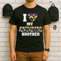 I Love My Autistic Brother Autism T-Shirt thumb 6