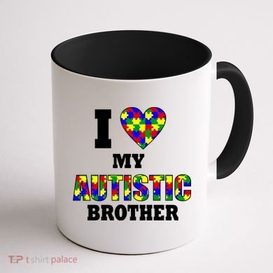 I Love My Autistic Brother Autism Coffee Mug back