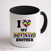 I Love My Autistic Brother Autism Coffee Mug thumb 1