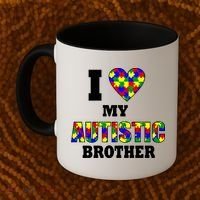 I Love My Autistic Brother Autism Coffee Mug thumb 2