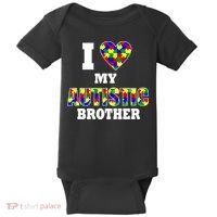 I Love My Autistic Brother Autism Baby Bodysuit thumb 0