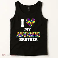 I Love My Autistic Brother Autism Tank Top thumb 2