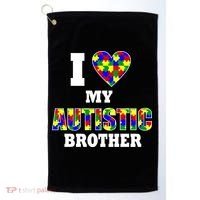 I Love My Autistic Brother Autism Golf Towel thumb 0