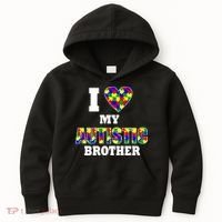 I Love My Autistic Brother Autism Kids Hoodie thumb 0