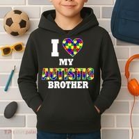 I Love My Autistic Brother Autism Kids Hoodie thumb 2