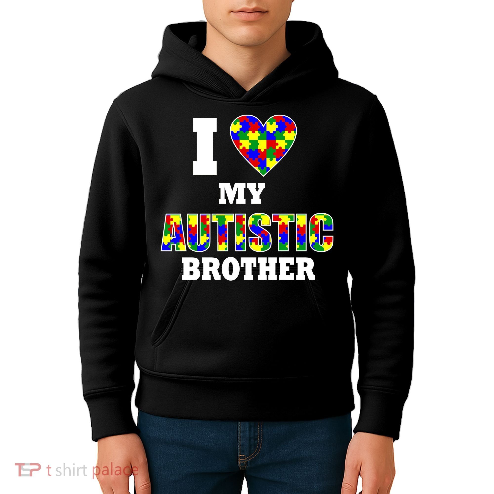 I Love My Autistic Brother Autism Kids Hoodie