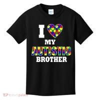 I Love My Autistic Brother Autism Kids T-Shirt thumb 0