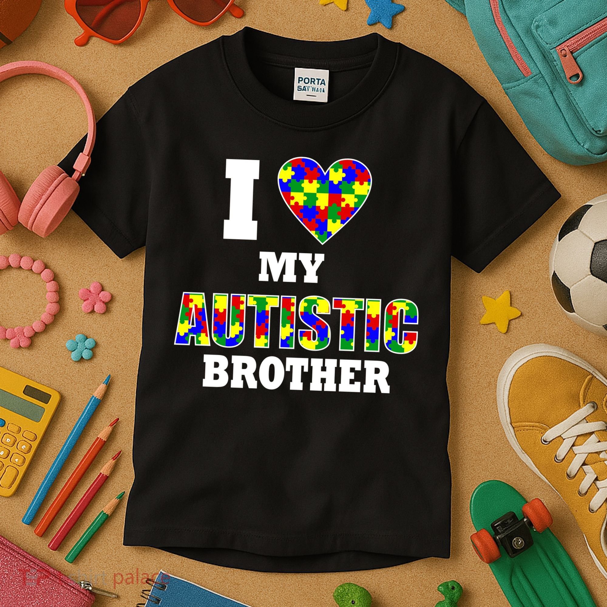 I Love My Autistic Brother Autism Kids T-Shirt