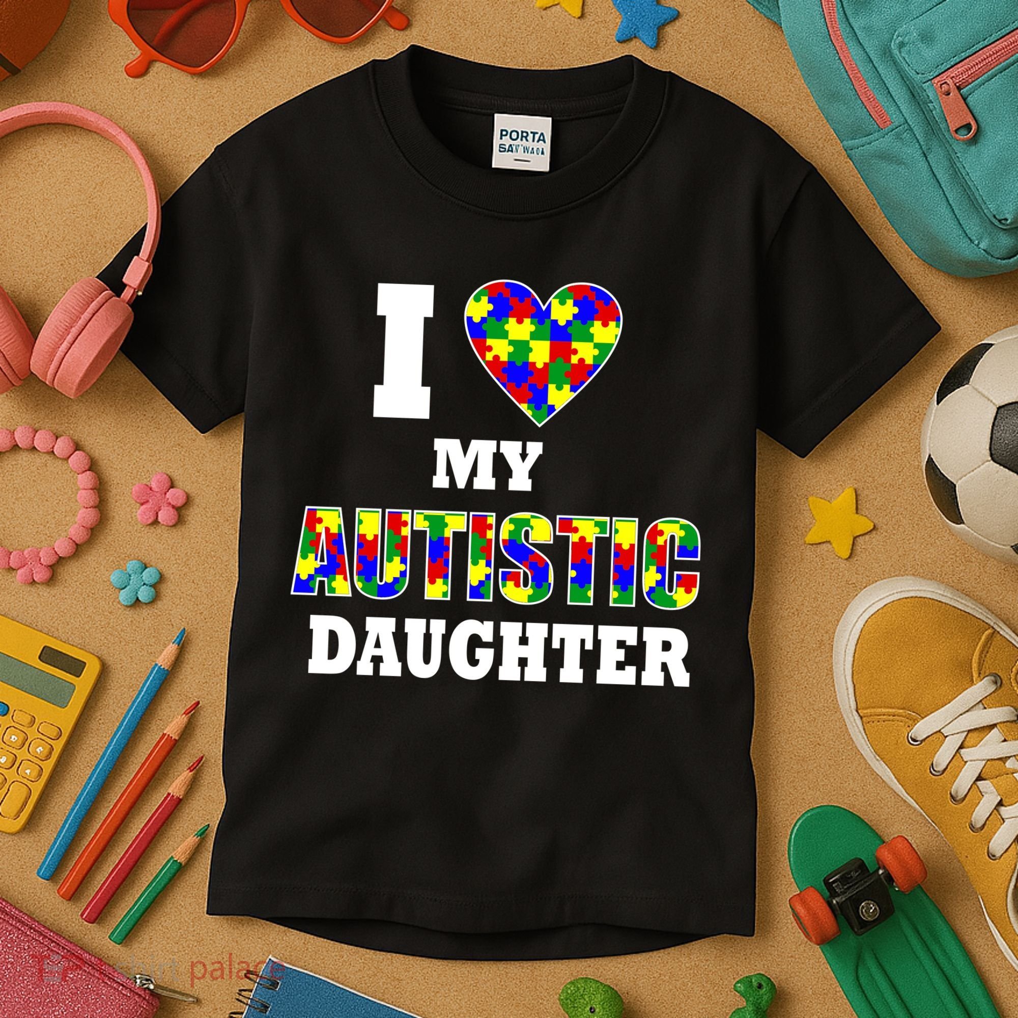 I Love My Autistic Daughter Autism Kids T-Shirt