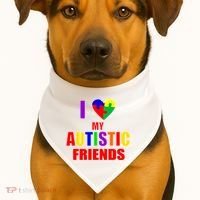 I Love My Autistic Friends USA-Made Doggie Bandana thumb 1