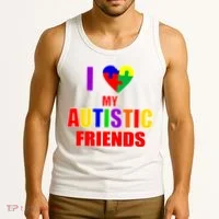 I Love My Autistic Friends Tank Top thumb 3