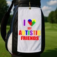 I Love My Autistic Friends Golf Towel thumb 2