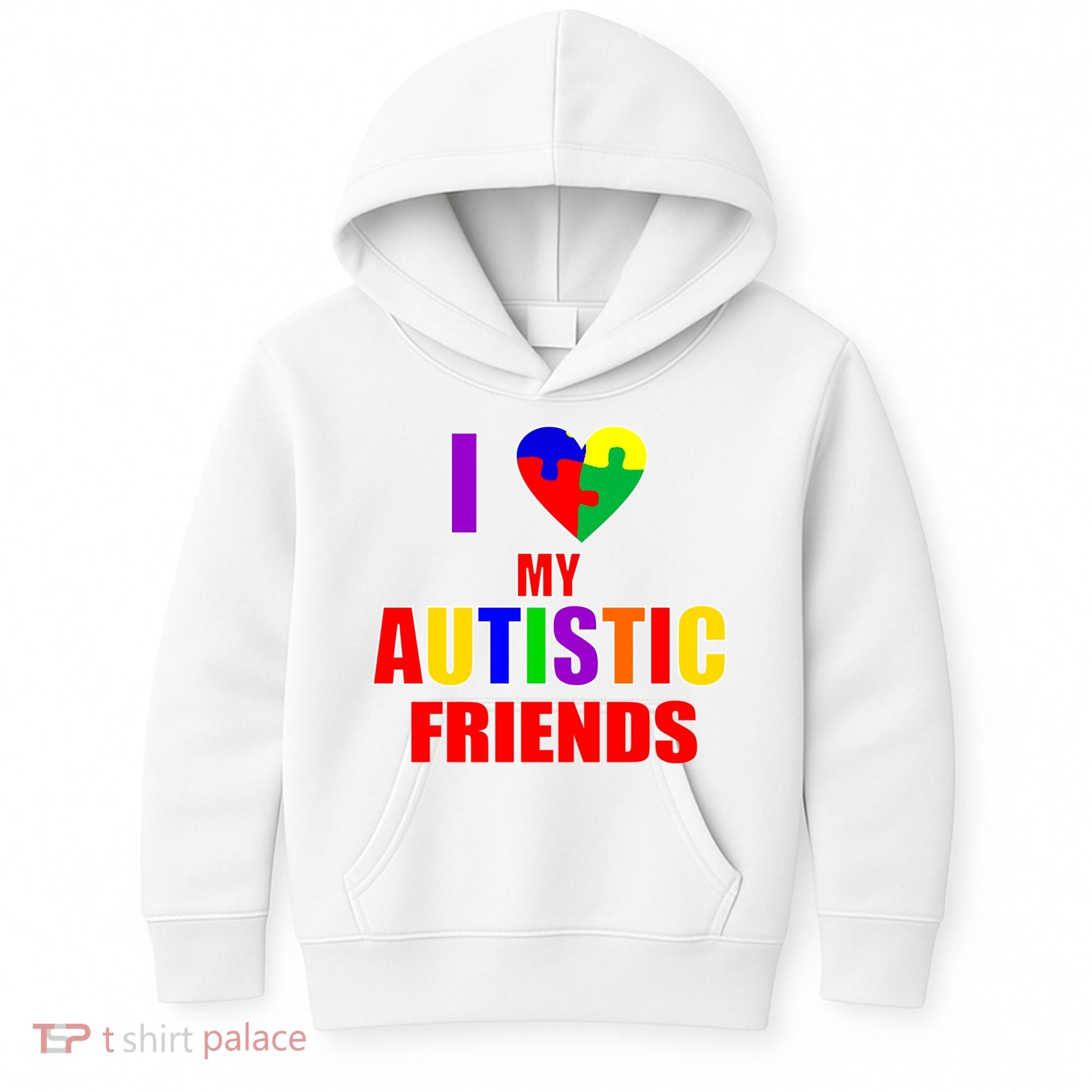 I Love My Autistic Friends Kids Hoodie