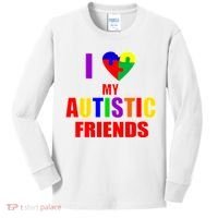 I Love My Autistic Friends Kids Long Sleeve Shirt thumb 0