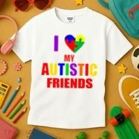 I Love My Autistic Friends Kids T-Shirt thumb 3