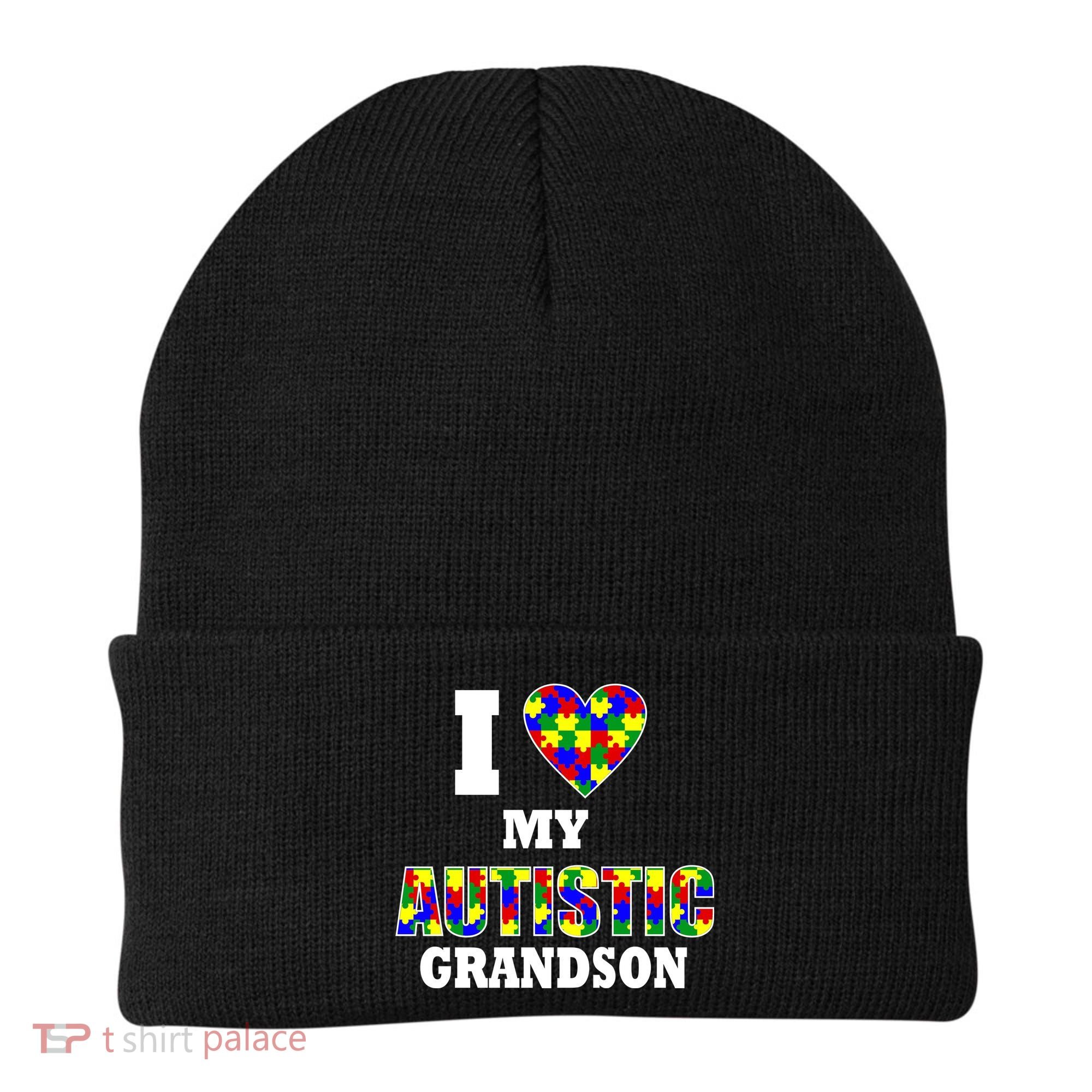 I Love My Autistic Grandson Autism Beanie