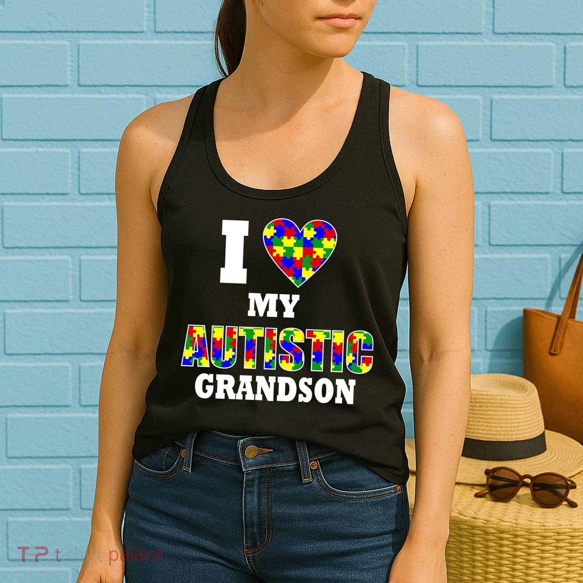 I Love My Autistic Grandson Autism Women's Tank Top