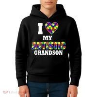 I Love My Autistic Grandson Autism Kids Hoodie thumb 4
