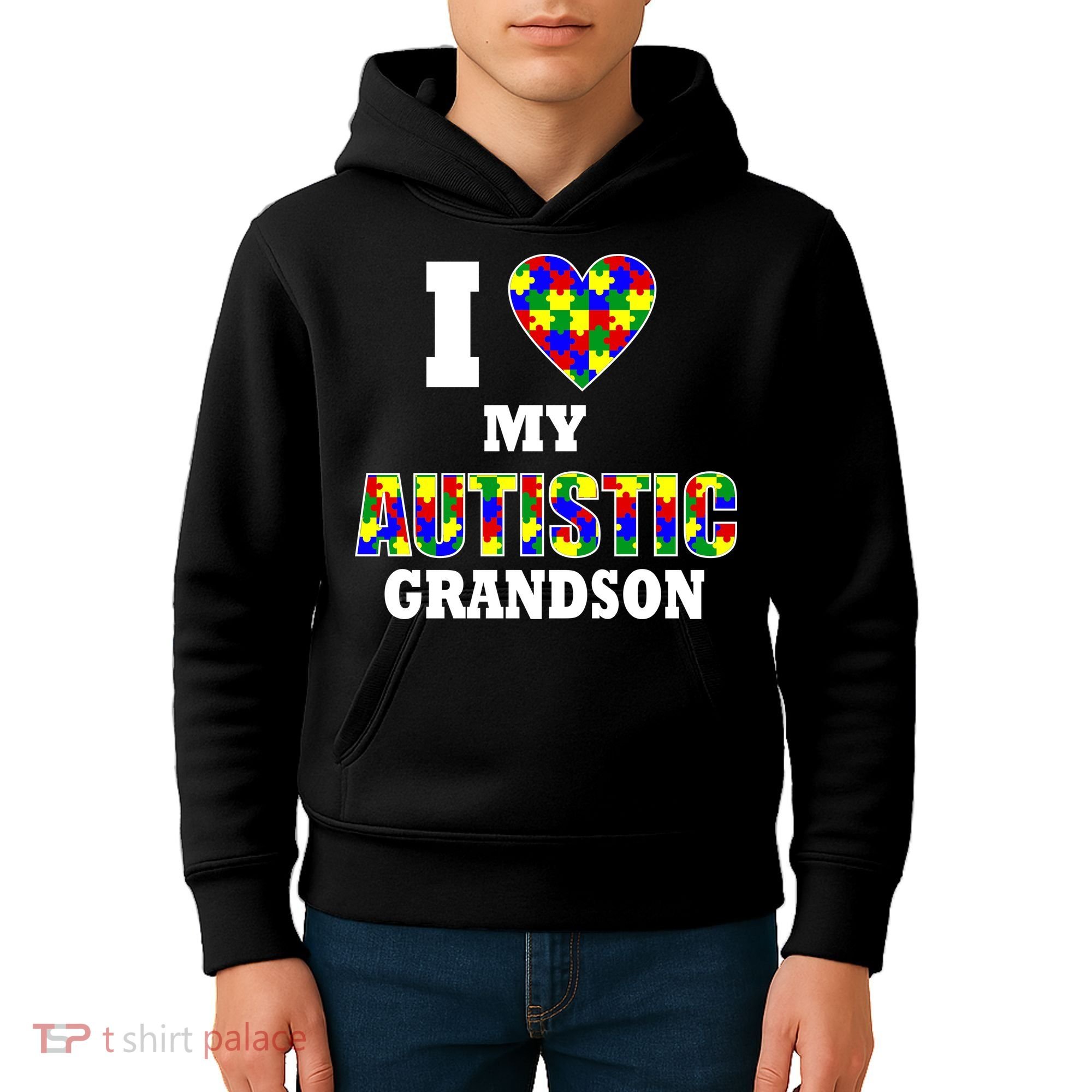 I Love My Autistic Grandson Autism Kids Hoodie