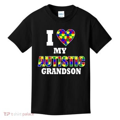 I Love My Autistic Grandson Autism Kids T-Shirt