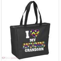I Love My Autistic Grandson Autism Tote Bag thumb 2