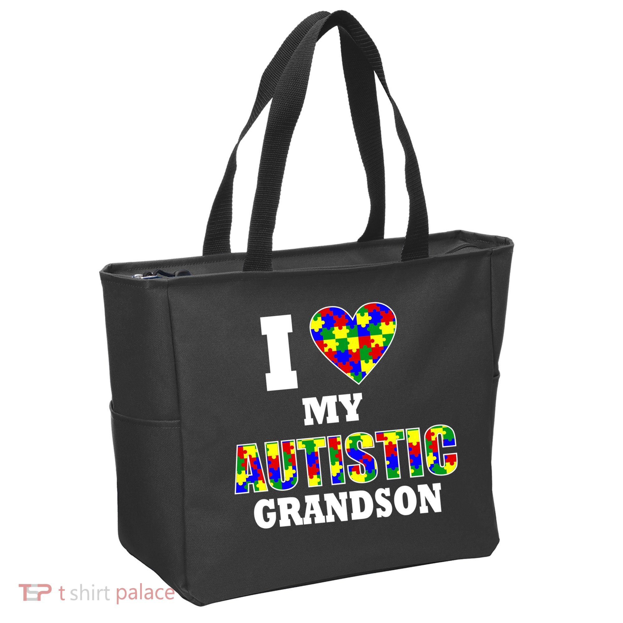 I Love My Autistic Grandson Autism Tote Bag