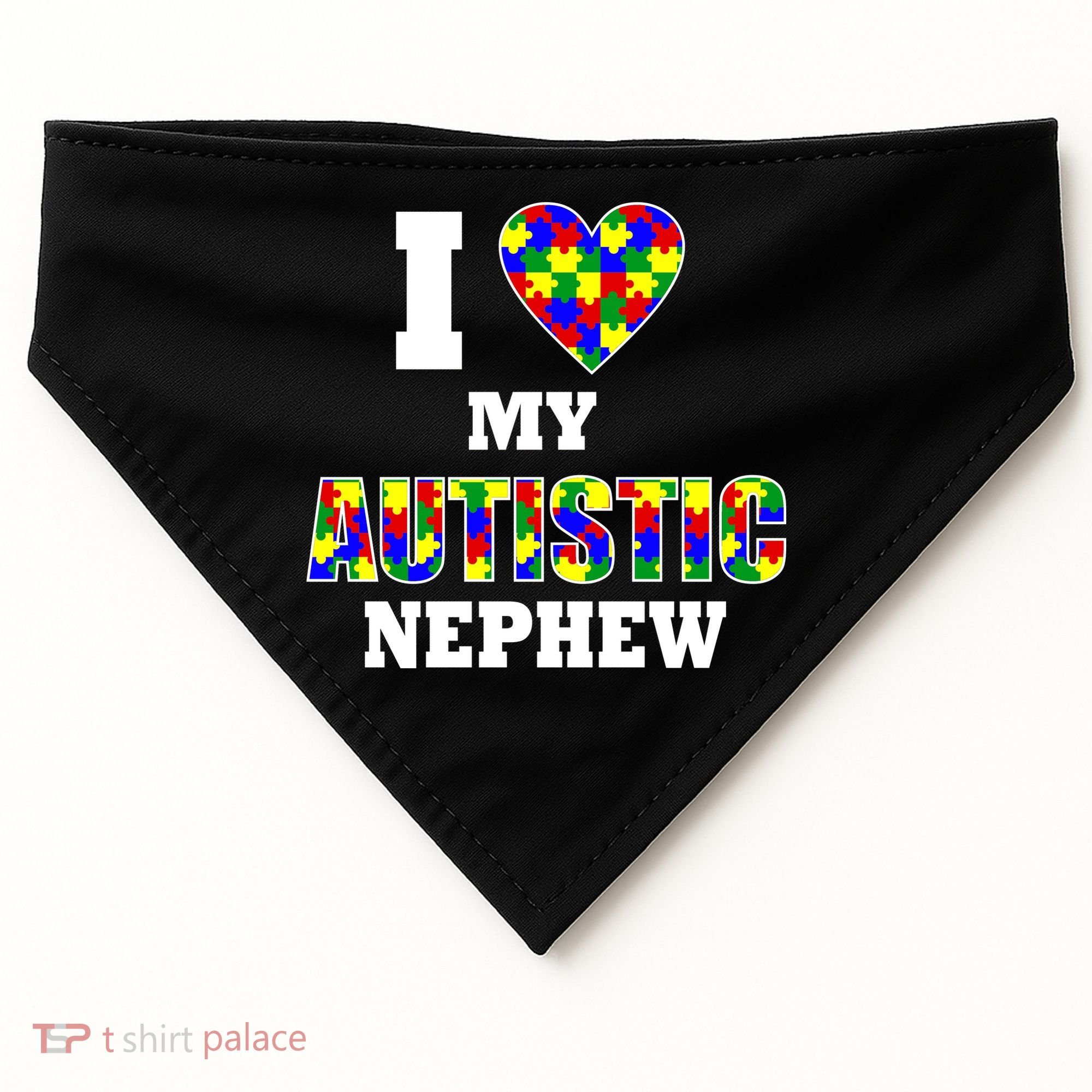 I Love My Autistic Nephew Autism USA-Made Doggie Bandana