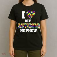 I Love My Autistic Nephew Autism T-Shirt thumb 4
