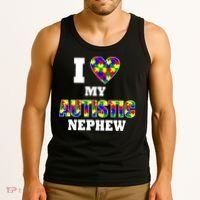 I Love My Autistic Nephew Autism Tank Top thumb 3