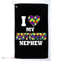 I Love My Autistic Nephew Autism Golf Towel thumb 0