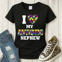 I Love My Autistic Nephew Autism Women's T-Shirt thumb 3