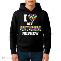 I Love My Autistic Nephew Autism Kids Hoodie thumb 4