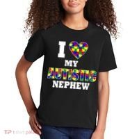 I Love My Autistic Nephew Autism Kids T-Shirt thumb 2