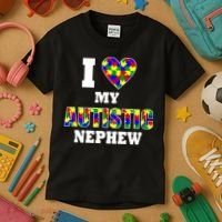 I Love My Autistic Nephew Autism Kids T-Shirt thumb 3