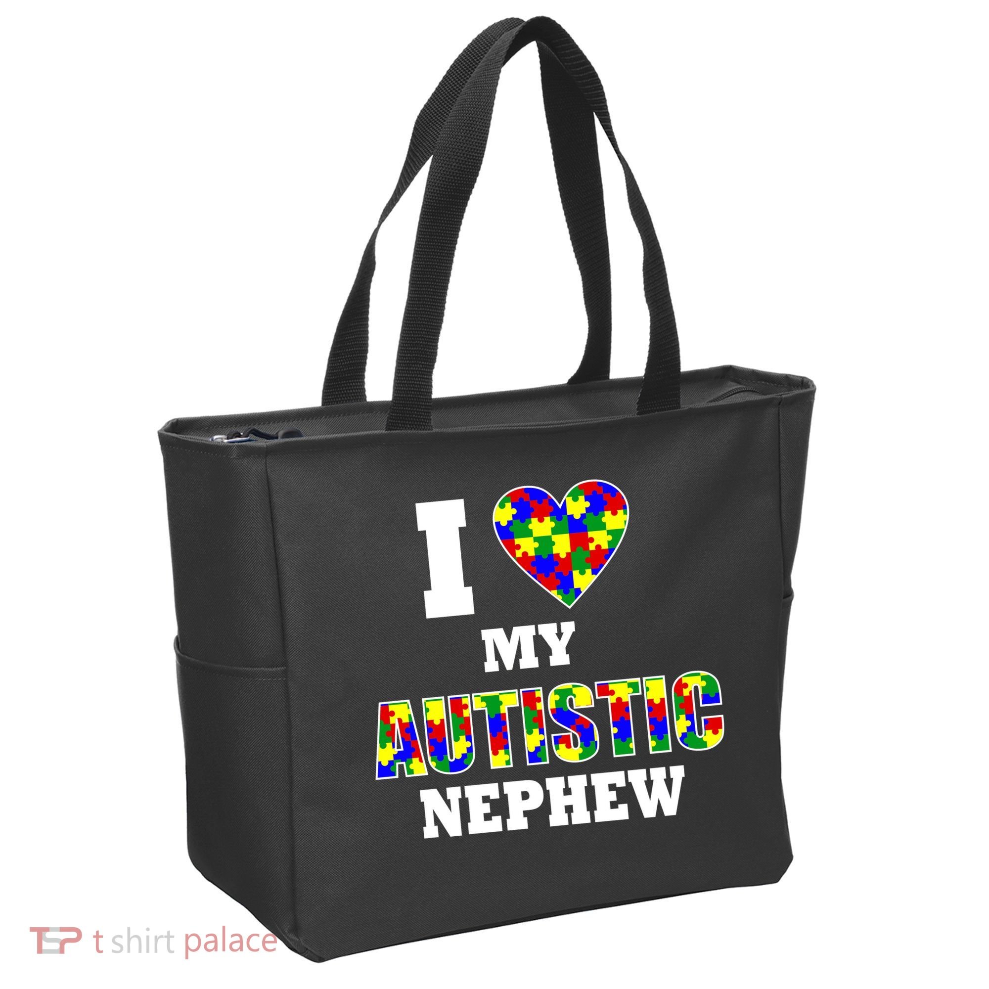 I Love My Autistic Nephew Autism Tote Bag