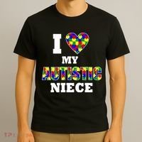 I Love My Autistic Niece Autism T-Shirt thumb 3