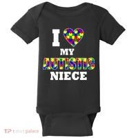 I Love My Autistic Niece Autism Baby Bodysuit thumb 0