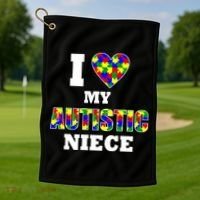 I Love My Autistic Niece Autism Golf Towel thumb 1