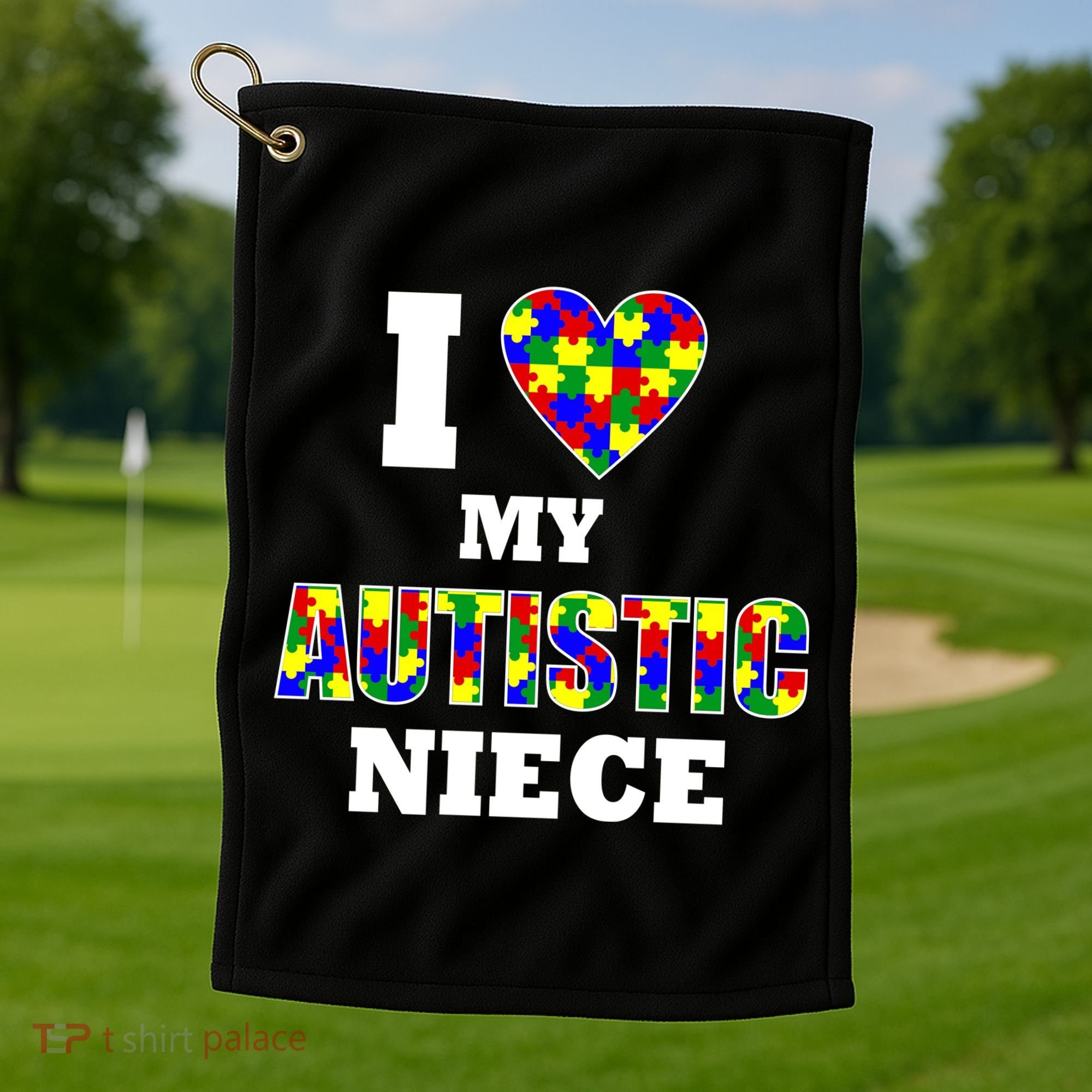 I Love My Autistic Niece Autism Golf Towel