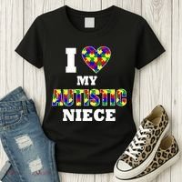 I Love My Autistic Niece Autism Women's T-Shirt thumb 3