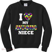 I Love My Autistic Niece Autism Kids Sweatshirt thumb 0