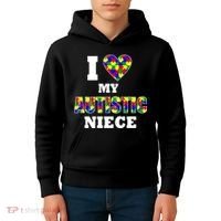 I Love My Autistic Niece Autism Kids Hoodie thumb 4