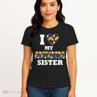 I Love My Autistic Sister Autism Women's T-Shirt thumb 4