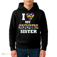 I Love My Autistic Sister Autism Kids Hoodie thumb 4