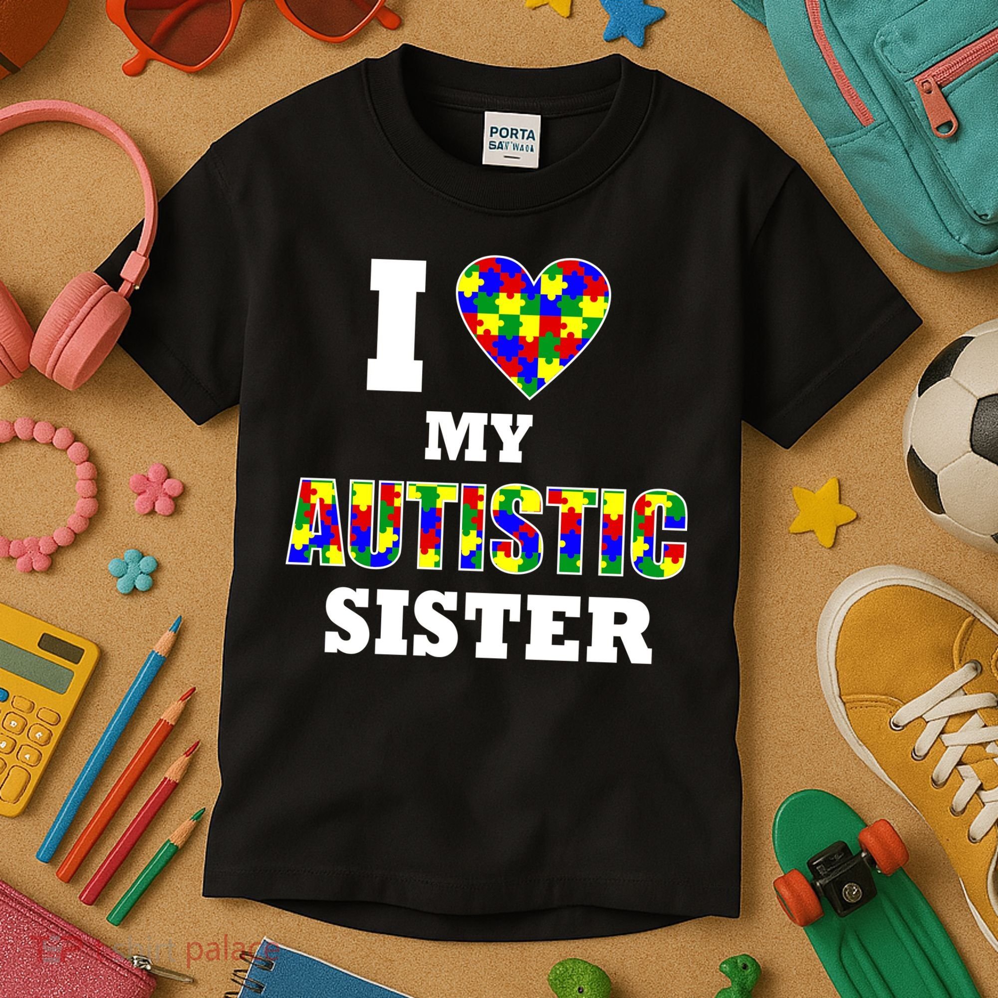 I Love My Autistic Sister Autism Kids T-Shirt